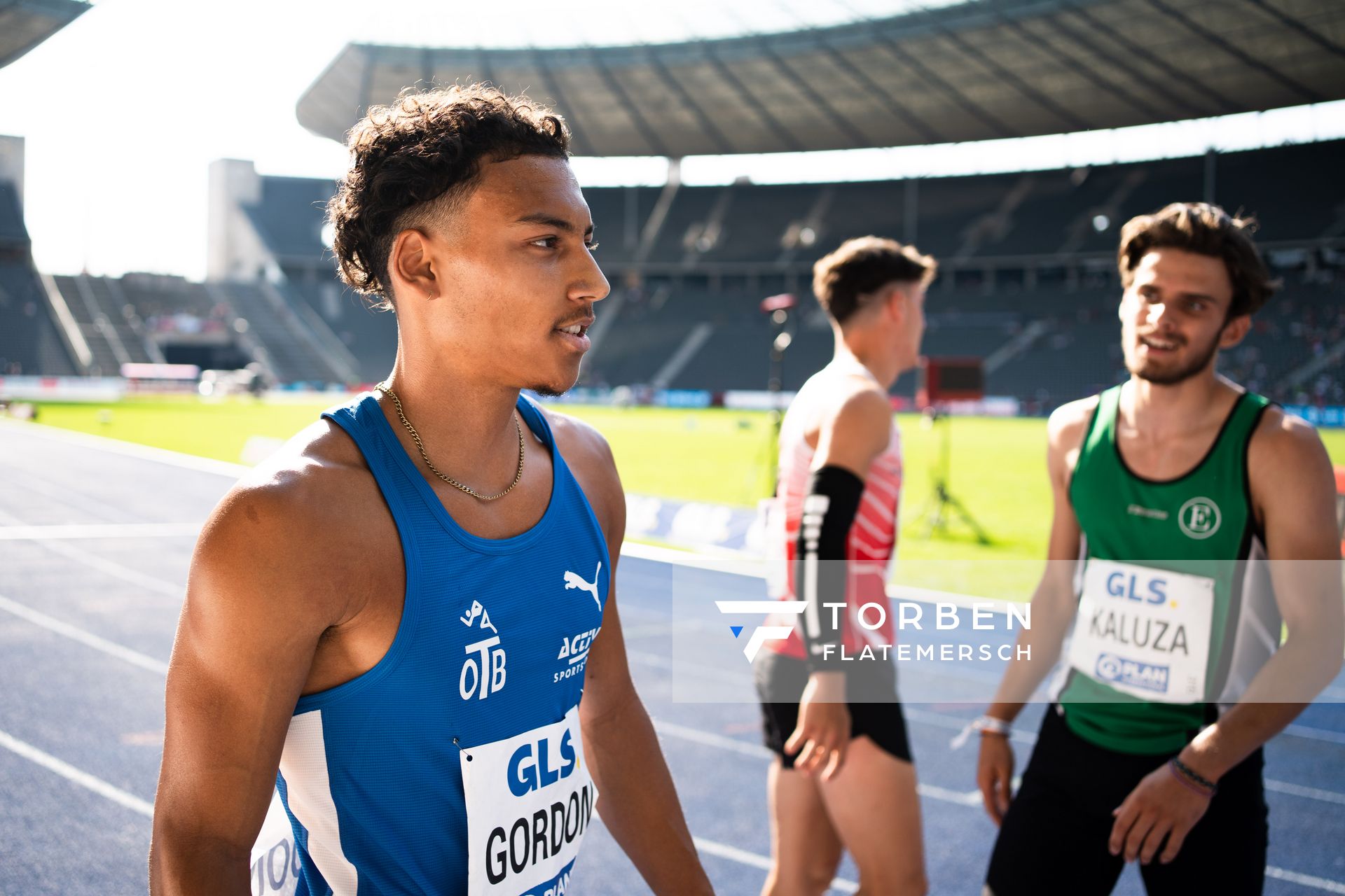 Jordan Gordon (OTB Osnabrueck) gewinnt Silber ueber 400m Huerden waehrend der deutschen Leichtathletik-Meisterschaften im Olympiastadion am 26.06.2022 in Berlin